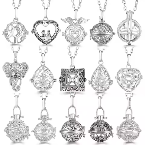 Mexico Chime Music Ball Caller Aromatherapy Necklace Essential Oil Diffuser Tree Of Life Cage Exquis