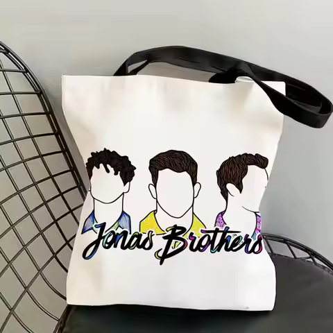 Jonas Brothers Storage Bags Canvas Double-Sided Print Fashion Shoulder Tote Shopping Bag Gift Eco Ha