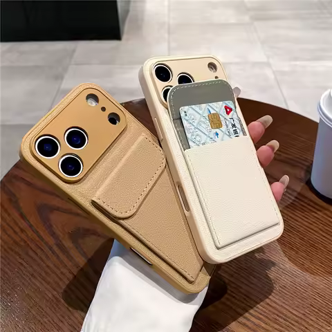 luxury Leather Card Holder Wallet Case For iPhone 11 12 13 mini 14 15 16 E 17 18 Pro Max 8 7 Plus X 
