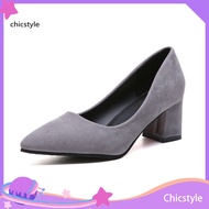 chicstyle Women Faux Leather Low Mid Block Heel Work Office Pumps Pointed Court Shoes