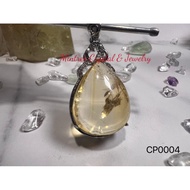 Natural Citrine Pendant (925 Silver)天然黄水晶吊坠 (925银)CP0004 (8gram)19MM (CP0004)