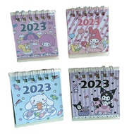 2023 Sanrio mymelody Kuromi Cinnamoroll Desk Coil Calendar Kawaii Cartoon Dual Daily Weekly Scheduler Table Planner Yearly Agenda Organizer Desktop Calendar kids stationery gift