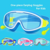 Swimming Goggles for Kids Big Frame with One-piece Earplugs Children's Waterproof and Anti-fog HD Tr