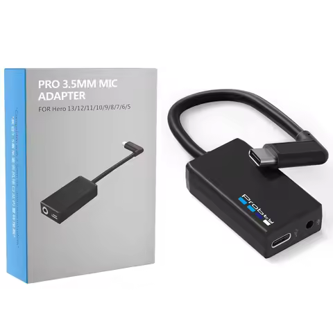 PRO3.5MM MIC ADAPTER For HERO12/13 HERO11 HERO10 HERO9 HERO8 HERO7 HERO6 HERO5 Camera for HERO13 Bla