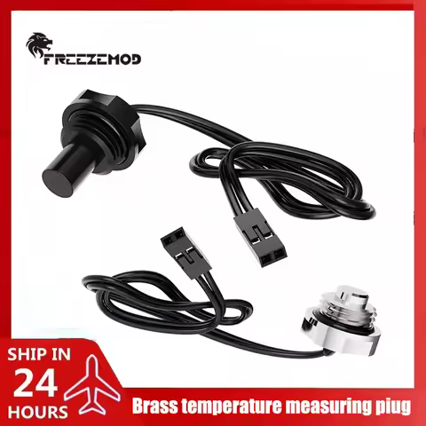FREEZEMOD Watercooling Temperature Measuring Plug, 3950 Thermometer Sensor 10K Waterproof, Brass Sho