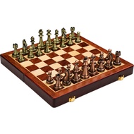 【Qiug Mall】-Zinc Alloy Chess Retro Board Set Chess Retro Board Set for Adults Chess Folding Portable