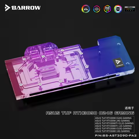 Barrow GPU Water Block Custom Cooler For ASUS TUF 3090 3080 Gaming, All Around Cooler Backplate Wate