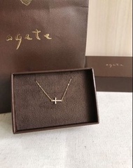 Agete 18k 鑽石十字架手鏈