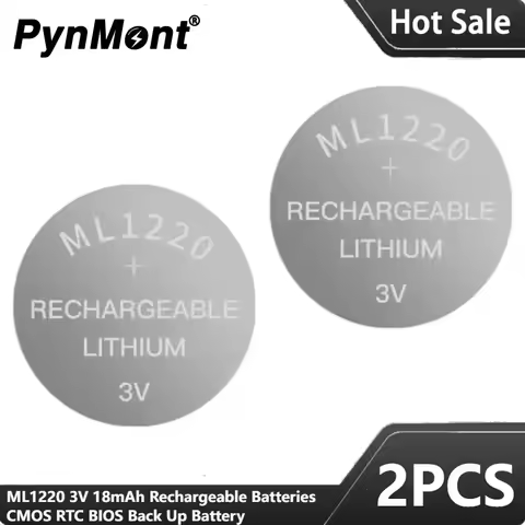 2PCS ML1220 3V 18mAh Rechargeable Batteries ML 1220 CMOS RTC BIOS Back Up Cell Button Coin Battery f