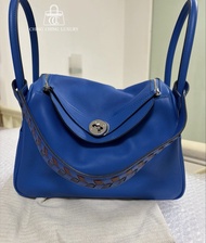 🌈Hermes💙Lindy 26💙琉璃藍色拼編織帶🌈99新🌟Swift皮🌟lindy26🌟lindy🌟愛馬仕🌟