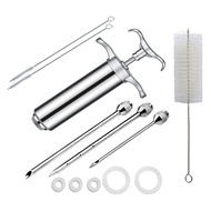 Stainless Steel Spice Syringe Set Meat Turkey Chicken Flavor Injector Kitchen Sauce Marinade Injecti