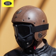Retro Motorcycle Helmet Mens 3/4 Open Helmet Motorcycle Off-Road Integrated Motorcycle Helmets