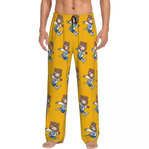 Custom Kanye West Pajama Pants Sleepwear Men's Elastic Waistband Cool Rapper Sleep Lounge Bottoms wi