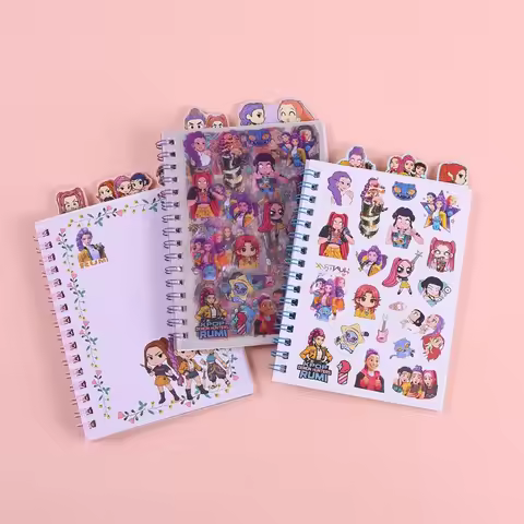 K-POP Demon Hunters 3-in-1 Coil Notebook Stickers DIY Journal Material Phone Case Decor Stickers Sta