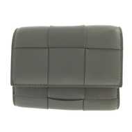 類似新品 Bottega Veneta Maxi Intrecciato Cassette 651372 皮革灰色緊湊型皮夾 1632 [二手] BOTTEGA VENETA