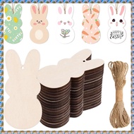 (BXGO) 60 Pcs Unfinished Easter Bunny Wooden Ornaments Wooden Peep Bunny Cutouts to Paint Blank Wood