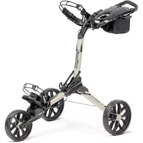 Nitron Golf Push Cart for Tournament Play Durable Carbon Fiber Construction Sleek Black Finish Light