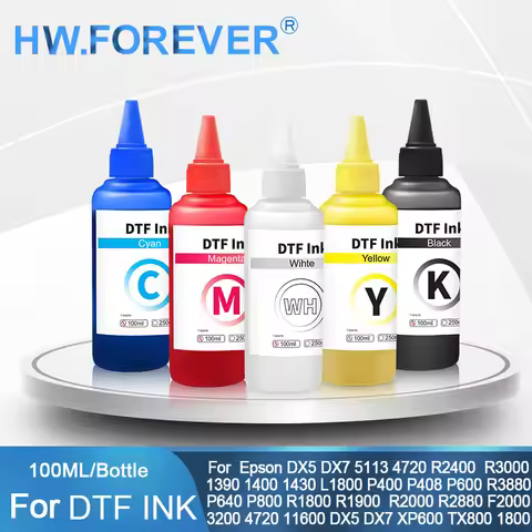 For Epson 100ML DTF Ink Direct To Transfer Film Refill Ink Kit For Epson 1390 1400 1430 L1800 L800 L