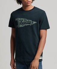 Superdry Vintage Script Style Coll Tee-Eclipse Navy