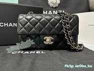 現貨 Chanel classic flap mini 20cm 經典款黑色羊皮 金扣