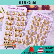 Subang Emas 916 Earring Gold Personality Mosaic Diamond Earrings Simple Wild Earrings 916 gold earrings