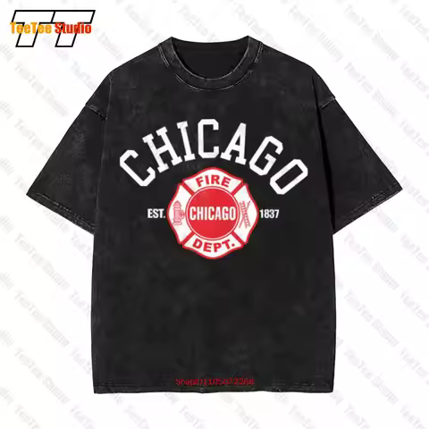 Chicago Fire Department Grey Tultex Vintage Oversized T-Shirt Size Small S Fd Unisex B610 F8MY