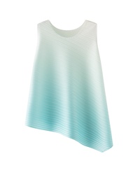 4199 Miyake Versatile Top Short Sleeve Loose A-Line Slimming Gradient Irregular T-Shirt Sleeveless R