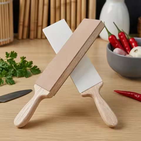 315Mm New Knife Sharpener Polishing Leather Double-side Honing Strop Compound Wooden Handle