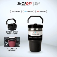 SHOPDIY KAFFIEE 600ML Tumbler Dengan Pemegang Botol Air Termos Tahan Sejuk 304 Pemegang Cawan Keluli