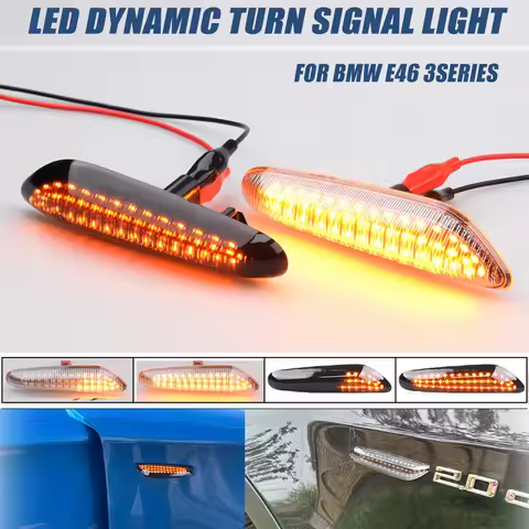 2X Sequential Flashing Full LED Turn Signal Side Marker Light for BMW X3 E83 X1 E84 X5 X53 E60 E61 E