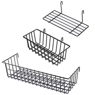 3 Pieces Hanging Basket Straight Shelf Flower Pot Display Holder for Wire Wall Grid Panel, Bread Basket Iron Rack