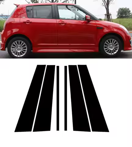 6PCS Polished Pillar Posts For Suzuki Swift 5-Door 2005 2006 2007 2008 2009 2010 2011 2012 2013-2016