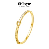Shinyte Official Store Women's Stainless Steel Bracelet 18K Gold Plated Initial Letter D Crystal Zir