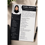 Template Resume ATS Minimalis Hitam | CV Profesional | Mudah Edit Canva | Muat Turun Digital
