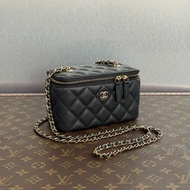Chanel Timeless CC Long Vanity with Mirror Caviar Black Light gold hardware