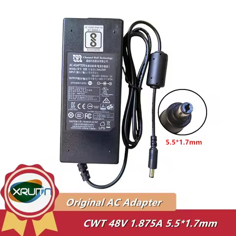 Genuine 48V 1.875A 90W 5.5x1.7mm CWT 2AAL090R AC Power Supply AC Adapter For Hikvision Hard Disk Vid