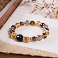 金運石 黃水晶 茶晶 黑金超七 黃虎眼 手鍊 天然礦石水晶