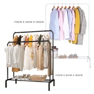 Single / Double Clothes Rack Room Organizer Hanger Drying Rack Rak Baju Besi Penyidai Pakaian Ampaian Rak Pakaian Wanita