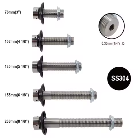 Stainless Steel Beer Shank 1/4"(6.35mm) I.D. Bore Refrigerator Door Cabinet Beer Faucet Shank 7/8-14