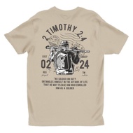 Christian Spiritual T-Shirt 2 Timothy 2 : 4 Soldiers of Christ Sand Vintage
