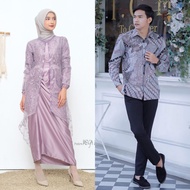 Couple Dress Nia Rompi Set 2 in 1 Gamis Serut Depan Velvet Kombinasi Outer Cardigan Brokat Payet Mut