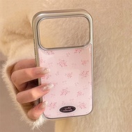 Ins Pink Rose Flower For iphone 17 Promax Phone Case iPhone 17 New 16 Pro 14 Electroplating epoxy 15