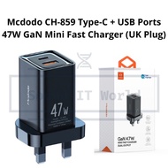 Mcdodo CH-859 Type-C + USB Ports 47W GaN Mini Fast Charger (UK Plug)