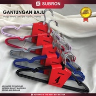 SUBRON 10pcs Hanger Gantungan Baju Pakaian Stainless Tebal 3mm Karet Warna Kait Kawat