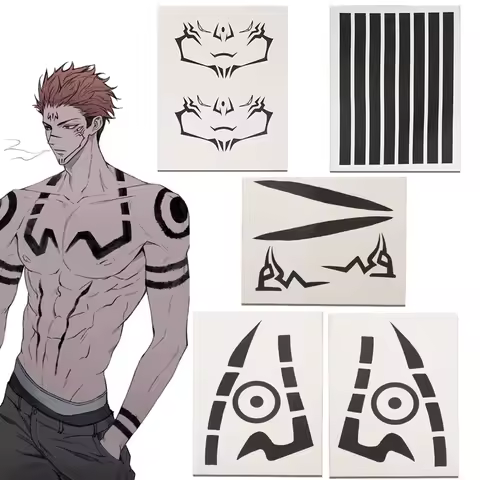 Anime Jujutsu Kaisen Ryomen Sukuna Full Body Tattoo Cosplay Waterproof Sticker Halloween Masquerade 