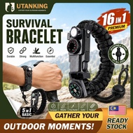 UtanKing™ Survival Paracord Bracelet Tali Multi-Function Emergency Gear Camping Hiking Rope Band