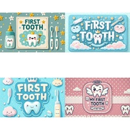 First Tooth for Boy Backdrop Cute Milk Tooth Blue Toothpaste Toothbrush Banner for 1st Tooth Party P