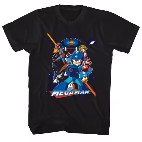 MegaMan Character Collage T Shirt Graphic T Shirts Men Clothing Harajuku