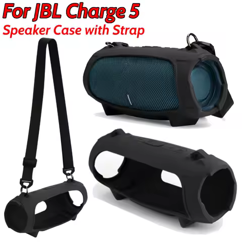 For JBL Charge 5 Bluetooth-Compatible Speaker Case with Strap Silicone Travel Case for JBL Charge 5 