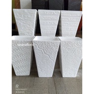 WHITE WOODEN POT H15 CM